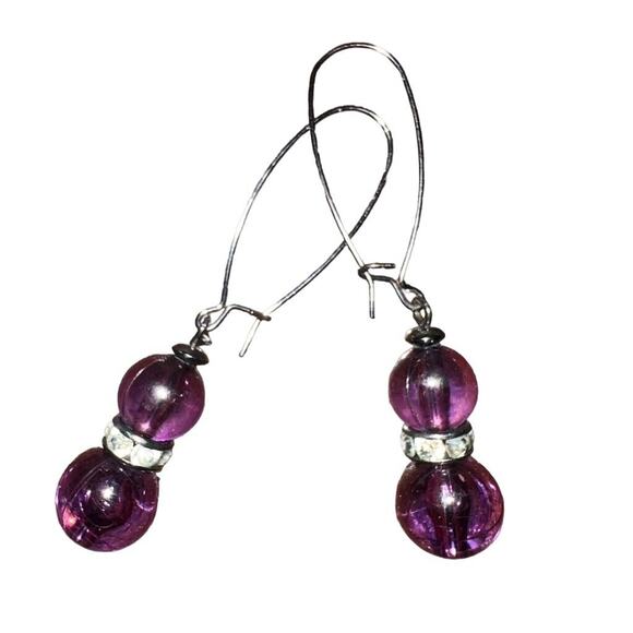 Unbranded Jewelry - Elegant Amethyst Purple and Crystal Dangle Earrings